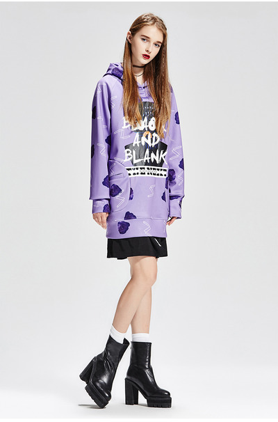 INXX HIGH FASHION BLACK AND BLANK PRINTED PURPLE SWEATSHIRT TM53100575