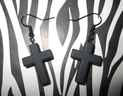 Black Cross Earrings