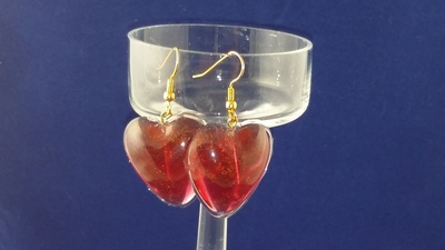 "Heart to Heart" Earrings in Dahlia Resin