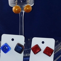 Pillow Top Earrings in Blueberry Twinkle Resin - Thumbnail 1