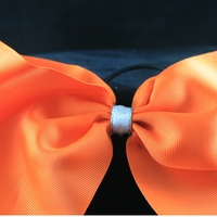"YOUR NAME" - 3 in Orange Grosgrain Ribbon with Glitter Center Cheer Bow - Thumbnail 1