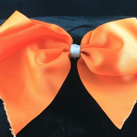 "YOUR NAME" - 3 in Orange Grosgrain Ribbon with Glitter Center Cheer Bow - Thumbnail 2
