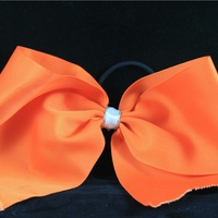 "YOUR NAME" - 3 in Orange Grosgrain Ribbon with Glitter Center Cheer Bow - Thumbnail 4