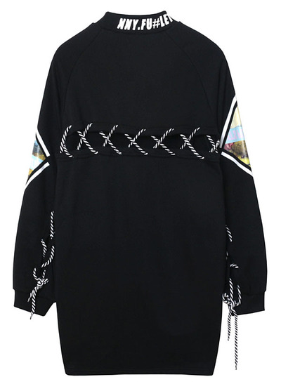 STREET FASHION LACE STITCHED ARCHITECTURE FIGURED SWEATSHIRT DRESS