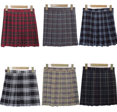 Japanese school style cosplay checkered plaid pleated skirt