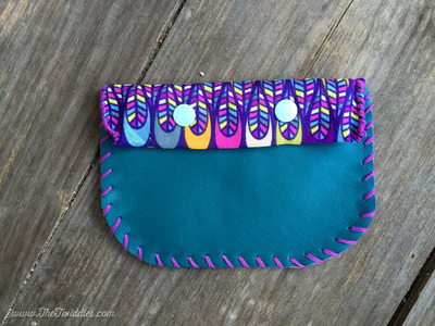 Dark Teal and Brown Leather w/Colorful fabric