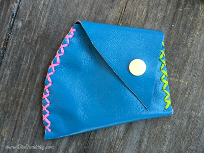 Blue Leather w/ Multi-Color Stitching