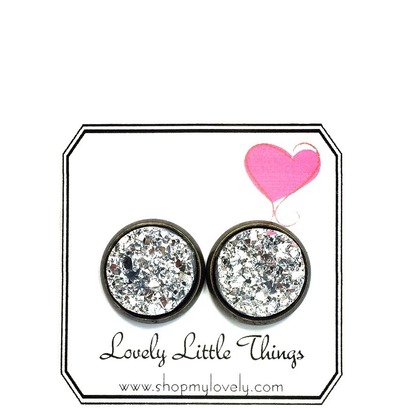12mm Silver Studs with Vintage Setting