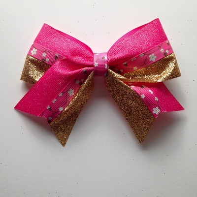 Metallic Gold with Pink Flowers and Glitter