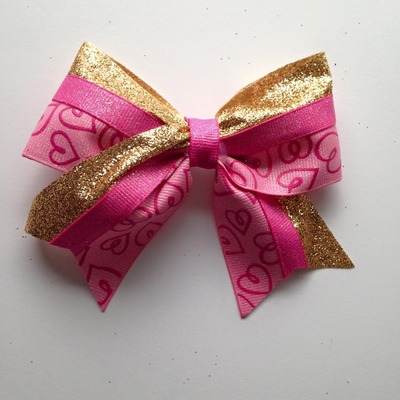Glitter Pink with Hearts and Metallic Gold