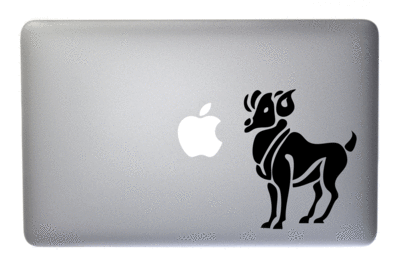 Aries Zodiac Symbol Silhouette 1st Sign Ram - 5 Inch Black Vinyl Decal for Macbook, Laptop or other device