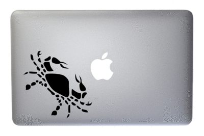 Cancer Zodiac Symbol Silhouette 4th Sign Crab - 5 Inch Black Vinyl Decal for Macbook, Laptop or other device