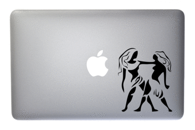 Gemini Zodiac Symbol Silhouette 3rd Sign Twins - 5 Inch Black Vinyl Decal for Macbook, Laptop or other device