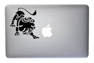 Leo Zodiac Symbol Silhouette 5th Sign Lion - 5 Inch Black Vinyl Decal for Macbook, Laptop or other device