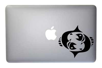 Pisces Zodiac Symbol Silhouette 12th Sign Fish - 5 Inch Black Vinyl Decal for Macbook, Laptop or other device