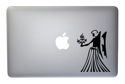 Virgo Zodiac Symbol Silhouette 6th Sign Maiden - 5 Inch Black Vinyl Decal for Macbook, Laptop or other device