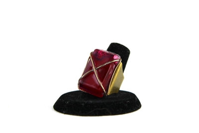 Antique Bronze Criss Cross Ring in Drama Queen Resin