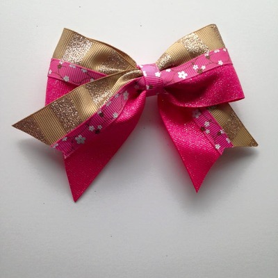 Pink Glitter and Flowers with Gold Glitter Stripes