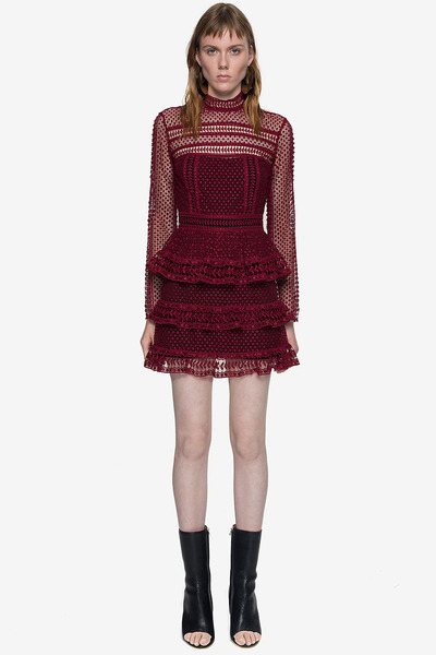 SELF PORTRAIT CLARET RED BLACK LACE PRINCESS DRESS MM921