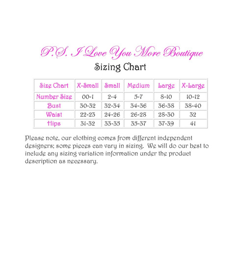 P.S. I Love You More Boutique's Size Chart