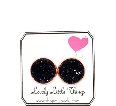 12mm Black Studs with Copper Setting