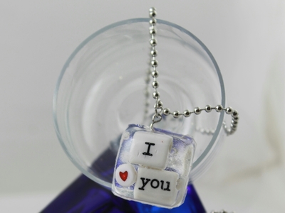 Word Play Pillow Top Necklace -  I ♡ you