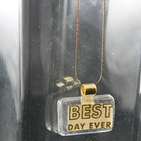 Gold Collection "Best Day Ever!" Rectangle Necklace - Thumbnail 3