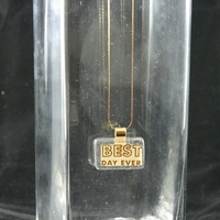 Gold Collection "Best Day Ever!" Rectangle Necklace - Thumbnail 4