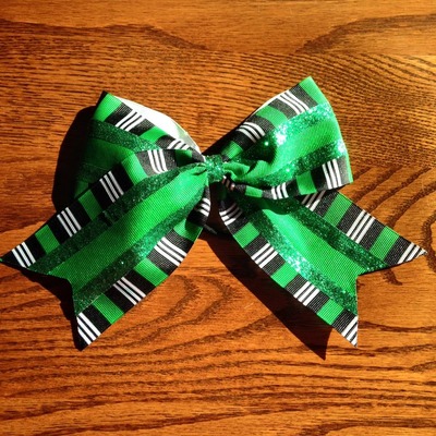 Green and Black Stripes with Green Glitter