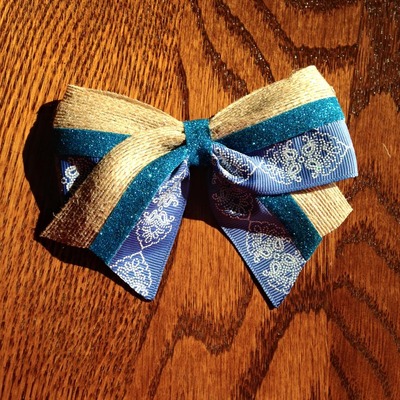 Burlap with Blue Lace Overlay and Glitter