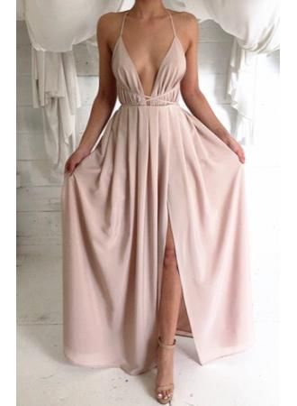 V-neck Slit Empire Waist Evening Dress,cheap evening dress,prom dress