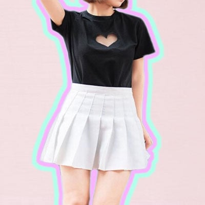 Heart cut out tee ( black / white ) - Thumbnail 5