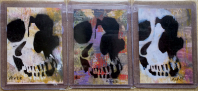 Marisol McKee Art - "3 Skulls" Triptych ACEO