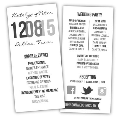 Printable Wedding Program - DIY Wedding Program - Wedding Program Template - Modern Wedding Program