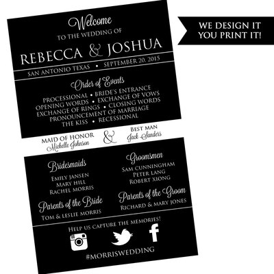 Printable Wedding Program - DIY Wedding Program - Wedding Program Template - Modern Wedding Program