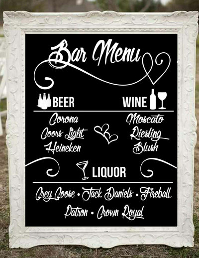 Wedding Bar Menu - Printable Bar Menu - Bar Sign