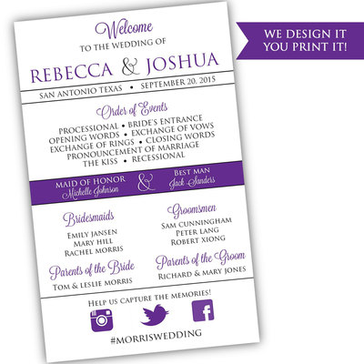 Printable Wedding Program - DIY Wedding Program - Wedding Program Template - Modern Wedding Program