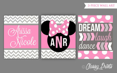 Nursery wall art - Printable Nursery Wall Art - Minnie Mouse Nursery Decor