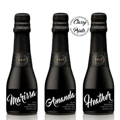 Will you be my maid of honor mini champagne labels - Will you be my bridesmaid - mini wine label- bridesmaid gift