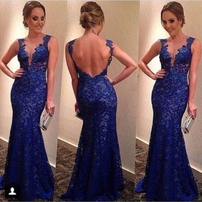 Lace mermaid prom dress, blue prom dress, prom dress online, 2016 new prom dress, lace prom dress,PD160011