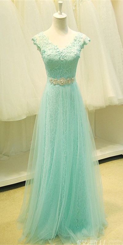 Floor Length Lace and Tulle Evening Dresses Beaded Waistband pst0026