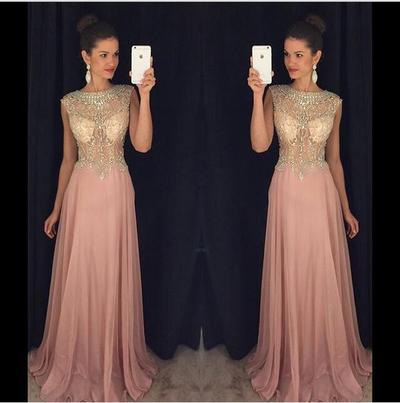 Pink Sexy Prom Dresses Beads Bodice pst0071