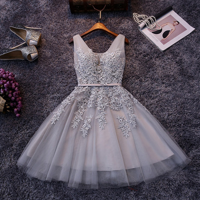 Short Lace Prom Gowns Cocktail Dresses Tulle Skirt pst0049