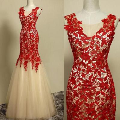 Burgundy Lace Celebrity Prom Dresses Tulle Skirt pst0090