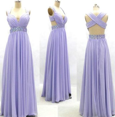 Cap Sleeves Chiffon and Beaded Prom Dresses Cross Type Back pst0095
