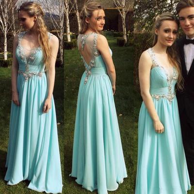 Light Blue Chiffon and Applique Homecoming Dresses Prom Gowns pst0105