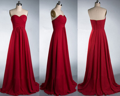 Burgundy Chiffon Sweetheart Chiffon Bridesmaid Dresses pst0129