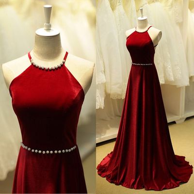 A Line Burgundy Celebrity Satin Prom Dresses pst0151