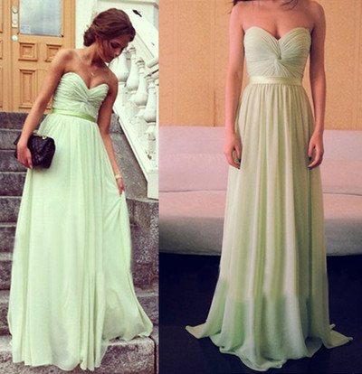 Strapless Sage Bridesmaid Dresses Prom Gowns pst0156