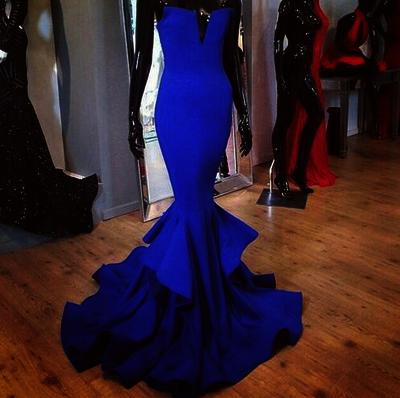 Royal Elegant A Line mermaid blue prom dress ,Formal Evening Gown